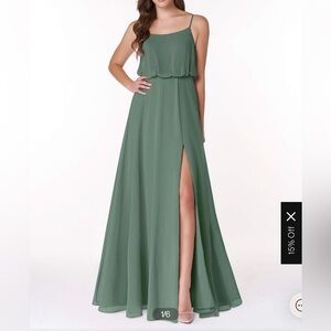 Azazie Lupe style dress in eucalyptus